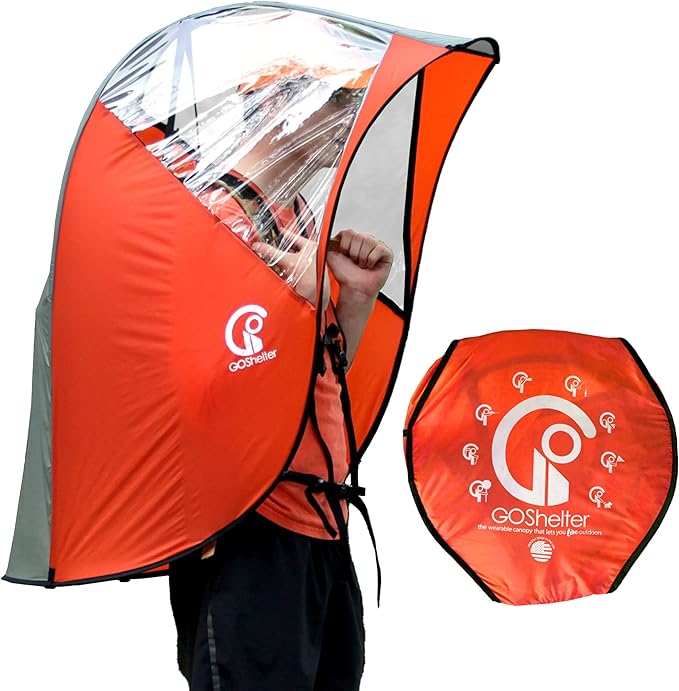 GOSHELTER Sonnenschirm mit Selbstschutz, freihändiger Regenschirm, Fotografen, Outdoor-Aktivitäten, Sportveranstaltungen, Regen- oder Sonnenschutz, maximale Ellenbogenfreiheit, UV-Beständigkeit